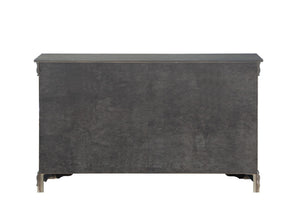 English Elm Louis Philippe Six Drawer Dresser with Brushed Nickel Hardware and Classic Curved Molding Dark Gray B2726P252748