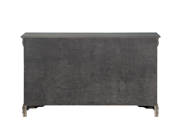 English Elm Louis Philippe Six Drawer Dresser with Brushed Nickel Hardware and Classic Curved Molding Dark Gray B2726P252748