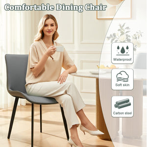 English Elm Green Pu Leather Upholstered Dining Chair Set with Metal Legs for Modern Interiors T3967P421220