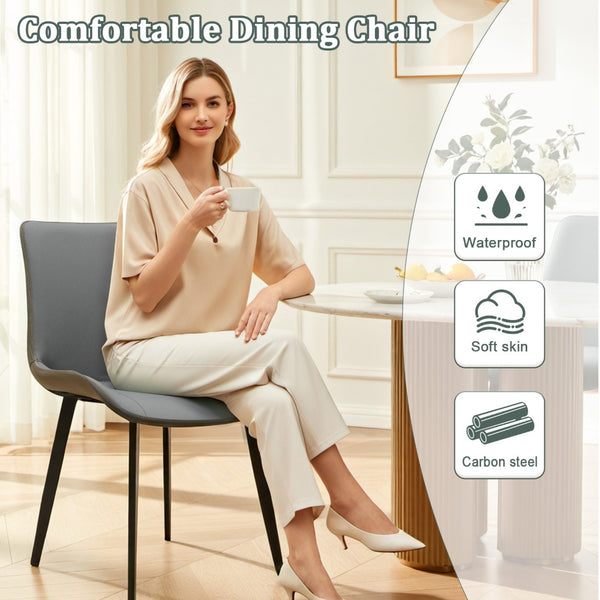 English Elm Green Pu Leather Upholstered Dining Chair Set with Metal Legs for Modern Interiors T3967P421220