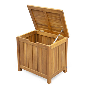 English Elm Christopher Knight Home® - Portside Teak 30-Gallon Wood Deck Box — Solid Acacia, Weather & UV-Resistant Storage Bench with Lid Supports N775P251111T
