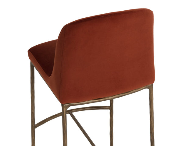 Sunpan NESTOR Barstool in Meg Rust - Luxurious Comfort & Antique Brass Legs for Modern Living Spaces 112575