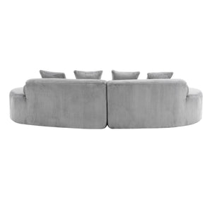 English Elm Modern curved modular sofa with dark plush upholstery, ergonomic design, versatile multi-seat lounge solution for contemporary living rooms LIGHT GREY W3612S00007