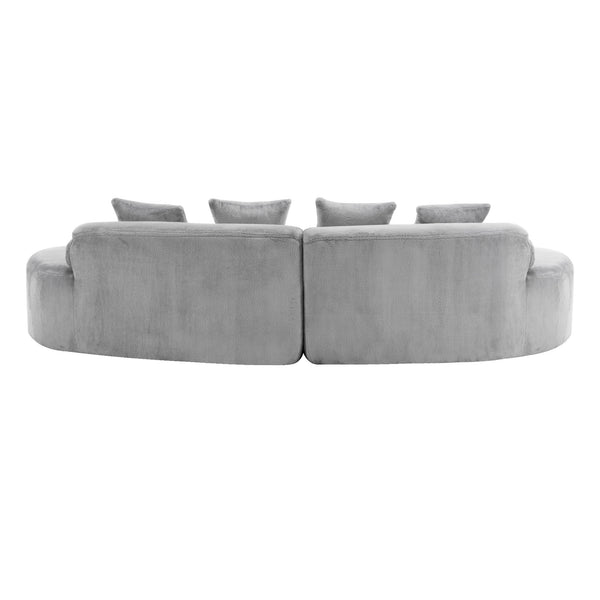 English Elm Modern curved modular sofa with dark plush upholstery, ergonomic design, versatile multi-seat lounge solution for contemporary living rooms LIGHT GREY W3612S00007