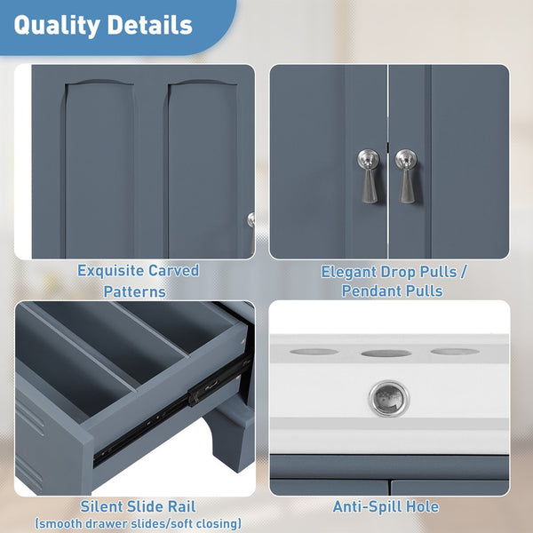 English Elm 30" Modern Bathroom Vanity with Ceramic Sink, Solid Wood Frame, Soft-Close Drawer & Adjustable Shelf Blue N710P293306C
