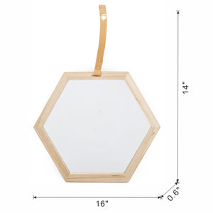 English Elm Harlan Hexagon Mirror - Modern Nordic Design, 16X14" With Warm Beige-Brown Frame, Perfect Accent! W2078P218037