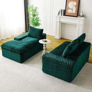 English Elm Green Turtle Velvet Sofa: Convertible Twin-Seat L-Shaped Chaise For Cozy Living Rooms & Small Spaces W3371S00041