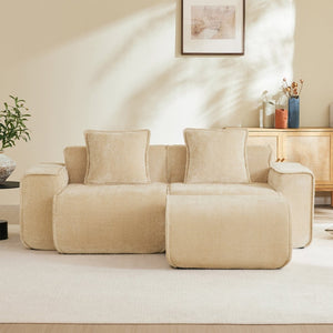English Elm Streamlined Velvet Modular L-shape Sectional Sofa with Cloud Foam and French Piping Light Camel W3041S00350