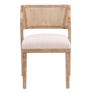 English Elm Upholstered Woven Rattan Back Dining Chairs Set of 2 Farmhouse Rubberwood Frame N776P394378B