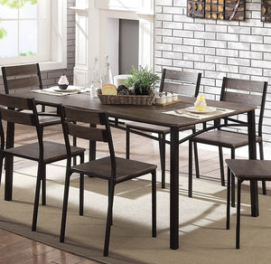 English Elm Dining Rustic Industrial 5pc Counter Height Set with Weathered Wood Seats and Sturdy Metal Frame, Casual Comfort Antique brown,Black 69 L x 38 W x 5 H B2741P320841