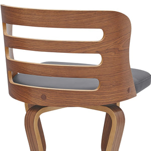 English Elm Lusera 26" Swivel Bar Stool In Gray Faux Leather & Walnut Wood - Mid-Century Comfort & Style B2736P268576