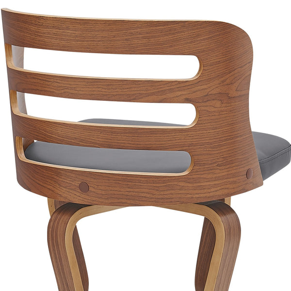 English Elm Lusera 26" Swivel Bar Stool In Gray Faux Leather & Walnut Wood - Mid-Century Comfort & Style B2736P268576