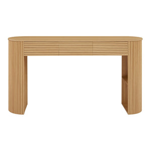 English Elm [video] Retro Fluted Console Table with 3 Drawers Open Niche Mid-century Entryway Natural N759P283616N