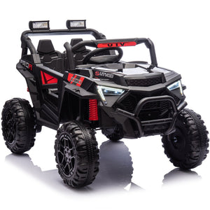 English Elm 24v 400w Kids Electric Utv Ride on with Remote Bluetooth Led Suspension Cockpit Black W1578P284295
