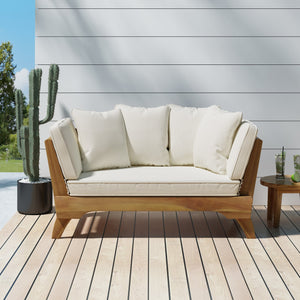 English Elm Christopher Knight Home® - Expandable Outdoor Daybed With Cushions - Acacia Wood Patio Sofa, Adjustable Armrests & Stylish Design 69489.00BGE
