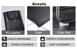 English Elm Table Marble-Pattern Mdf Dining Set – Modern 63"X37" Table With 4 Ergonomic Black Pu Chairs W1151S02183-GIGA