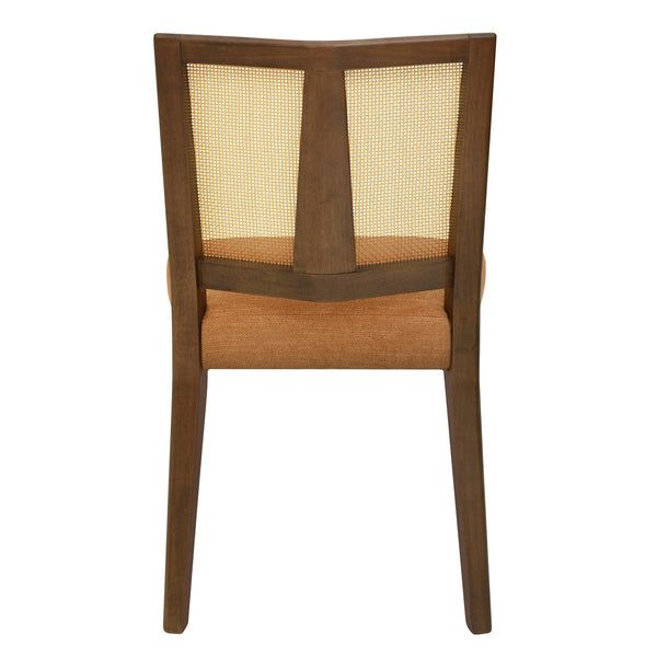 English Elm Christopher Knight Home® - Rattan Mid-Century Dining Chair Set of 2 with Woven Cane Back, Upholstered High-Density Seat Cushion Caramel,Walnut N771P254006W