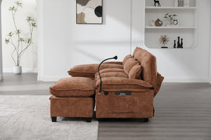 English Elm United We Win 106" U-Shaped Sectional Sofa - Comfy Chenille Couch With Usb Ports, Storage Ottoman & Pillows W1568S00234-GIGA