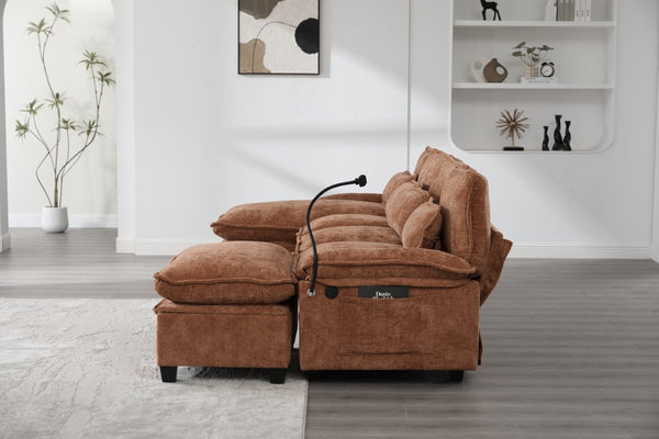 English Elm United We Win 106" U-Shaped Sectional Sofa - Comfy Chenille Couch With Usb Ports, Storage Ottoman & Pillows W1568S00234-GIGA