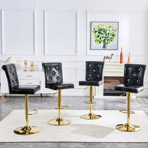 English Elm A Set of 2 Glam Faux Alligator Pvc Barstools with Crystal Buckle Detail Black W1512P491865