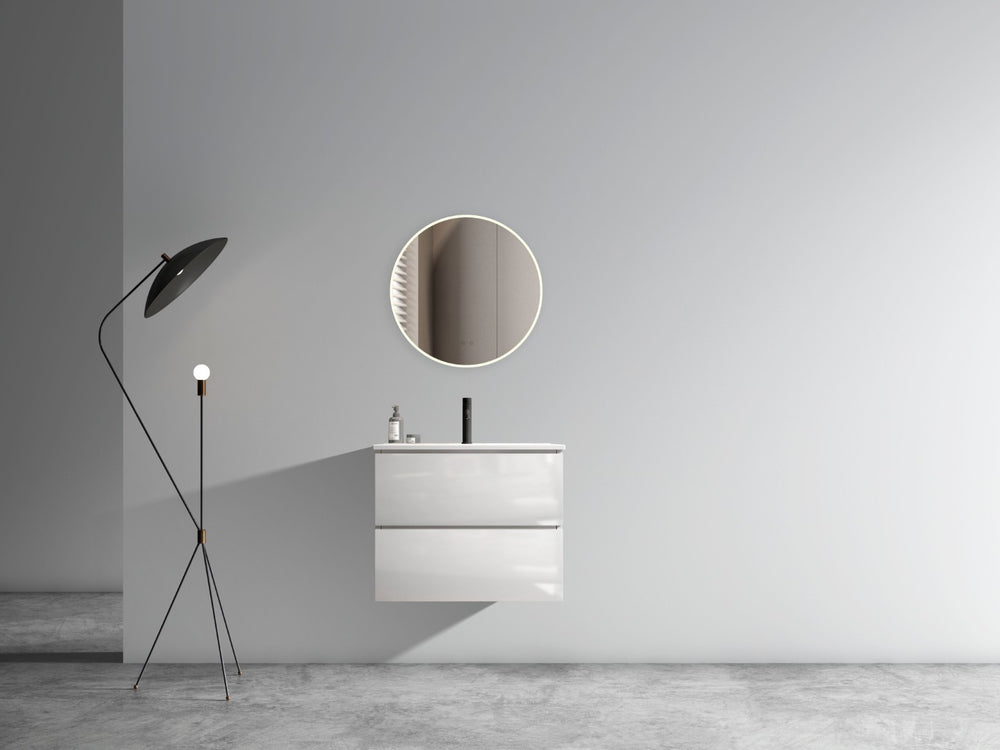 English Elm Wall Mount 24" White Glossy Floating Bathroom Vanity With Ceramic Sink & Soft-Close Drawers W1865S00058-GIGA