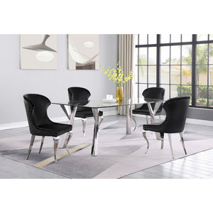 English Elm Daphne Velvet Wingback Dining Chairs with Nailhead Trim and Cabriole Legs Set of 2 Black B062S01462