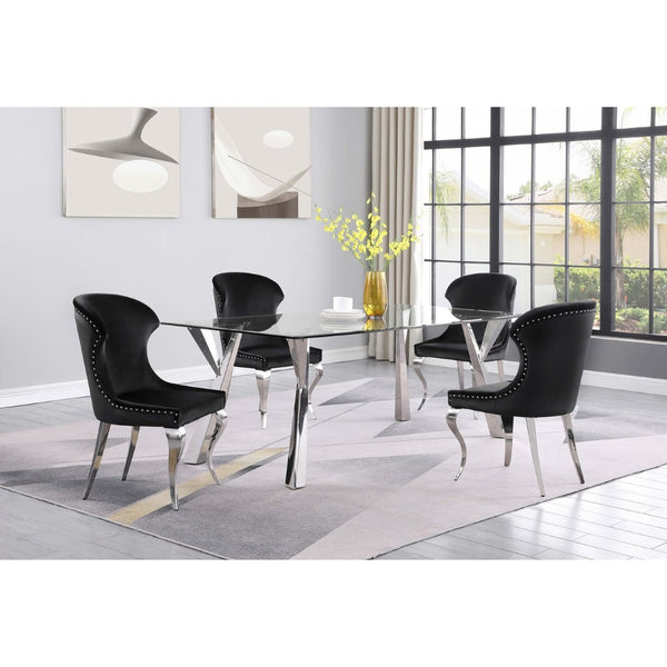 English Elm Daphne Velvet Wingback Dining Chairs with Nailhead Trim and Cabriole Legs Set of 2 Black B062S01462