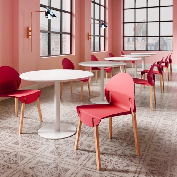 English Elm 4-Pack Crimson Chairs with Solid Red Oak Legs, Ergonomic PP Seats, 330lb Strength, Scratchproof Finish W3450P322873