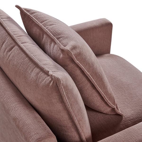 English Elm Chenille Solid Wood Frame Deep Seat Single Armchair with High-Density Foam Cushions & Toss Pillow Pink W1036P187126