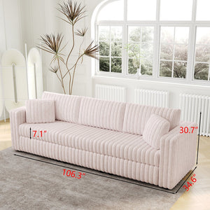 English Elm 106.3" Soft Modular 3-Person Sofa - Chic Light Pink Design For Comfort, Versatile Use & Easy Care! W1767S00018