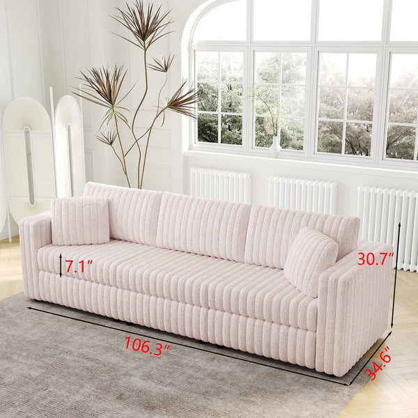 English Elm 106.3" Soft Modular 3-Person Sofa - Chic Light Pink Design For Comfort, Versatile Use & Easy Care! W1767S00018