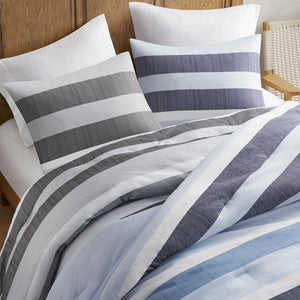 JLA Home Comfort Spaces - Stripe Textured Comforter Set — Lightweight Oeko‑Tex Microfiber Striped Design for Year‑Round Comfort 90 L x 104 W x 1.5H AM10-0133