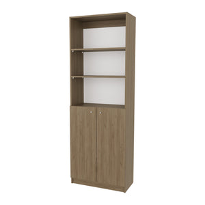English Elm Beyerville Modern Bookcase 71" H with Open Shelves & 2 Doors, Scratch-Resistant Dark Brown Finish B128P314795