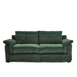 English Elm 74" Corduroy Loveseat Plush 2-seater Sofa with Pillow Arms for Compact Living Spaces Dark Green W1669P368991