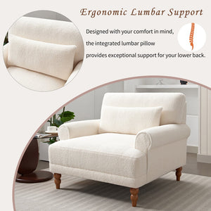 English Elm Mirod Oversized Polyester Accent Chair with Column Legs and Ergonomic Lumbar Support N760S0000028W