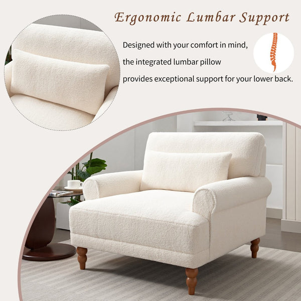 English Elm Mirod Oversized Polyester Accent Chair with Column Legs and Ergonomic Lumbar Support N760S0000028W