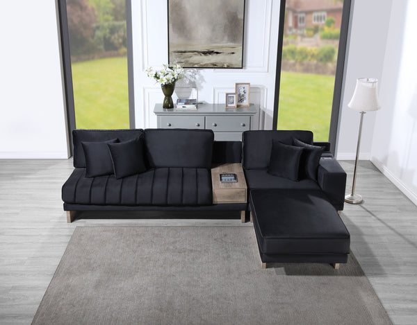 English Elm Memphis Reversible Sectional Sofa with Ottoman, Built-In USB & Outlets, Drawer Storage, Modular Luxury B061S00824