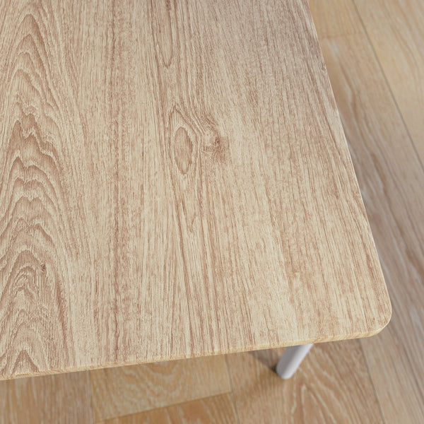 English Elm Dining Chair Set of 2 White Finish — Faux Woodgrain Seat, Brown Leatherette Back, Stylish Comfort for Home B356P367901