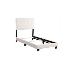 English Elm Caldwell Queen Bed with Button Tufted Faux Leather Headboard, Modern Upholstered Frame, 82"D White 5.5 L x 44 W x 25 H B078107973