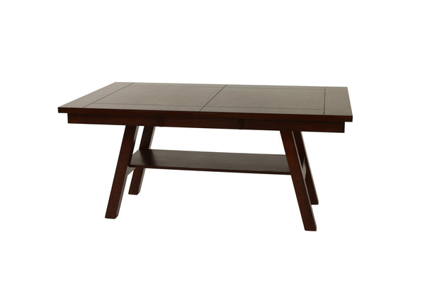 English Elm Dining Rectangle Table with Open Shelf Solid Rubberwood Finish 66" x 40" Contemporary Dining Room Centerpiece Walnut 70 L x 45 W x 7 H B011P192196
