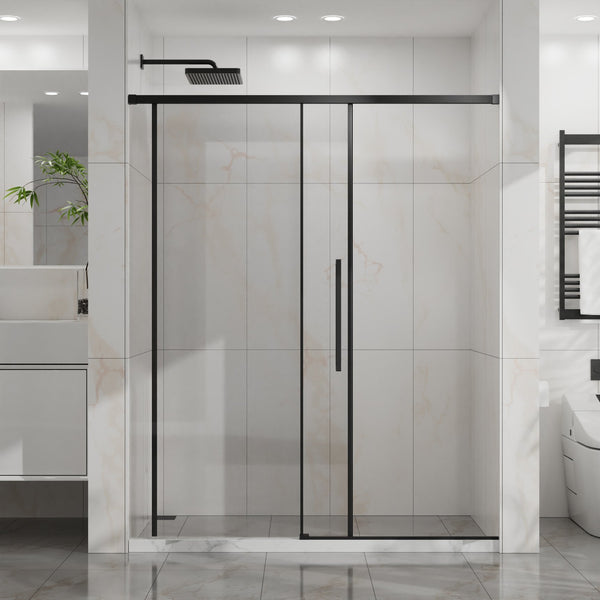 English Elm Goodyo 60" W X 72" H Semi-Frameless Sliding Shower Door With Easy-Clean Glass & Matte Black Hardware D163118750