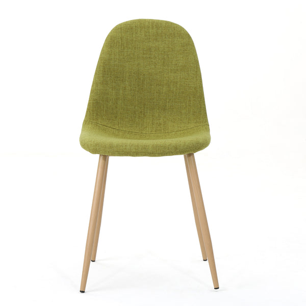 English Elm Christopher Knight Home® - DINING Contoured Fabric Dining Chair with Iron Legs Wood-Finish, Upholstered Comfort and Durable Design Green 60787.00GRN