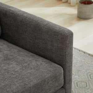 English Elm 30.7"W Square Swivel Accent Chair with Wavy Chenille Upholstery, Solid Wood Frame, 360° Comfort Lounge Charcoal W3188P280019