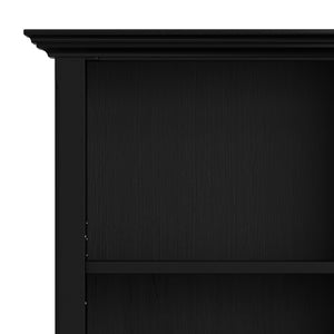 English Elm Amherst pine 24-inch 5-shelf bookcase — slim tall storage with crown molding, adjustable shelving, eco finish Black B136P364308