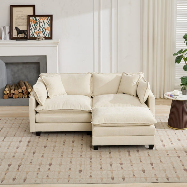 English Elm Cloud Modular Sofa Two Seat Chenille Upholstered Couch for Living Room Lounge Beige W1143P310491
