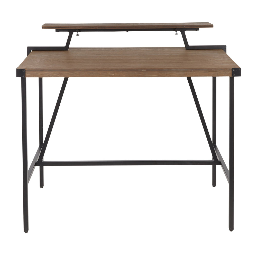 English Elm Gia Industrial Counter Table - Black Metal Frame With Brown Bamboo Top & Removable Shelf Storage B202P223310
