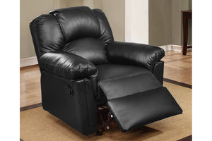 English Elm Motion Recliner Chair with Bonded Leather Upholstery, Solid Wood Frame, Smooth Metal Recline Mechanism Black 35 L x 30 W x 26 H B011P205229