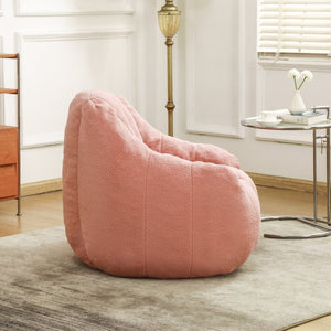 English Elm Bean Bag Chair Oversized Faux Fur Memory Foam Lounge Seat for Dorm or Living Room Pink W2200P243728