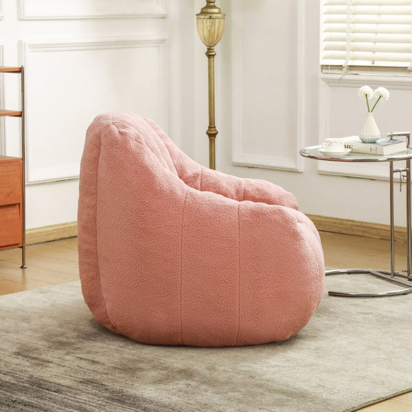 English Elm Bean Bag Chair Oversized Faux Fur Memory Foam Lounge Seat for Dorm or Living Room Pink W2200P243728