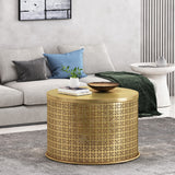 Christopher Knight Home® - Noble House - Noxon Boho Lace Cut Iron Coffee Table, Gold Brushed Brown